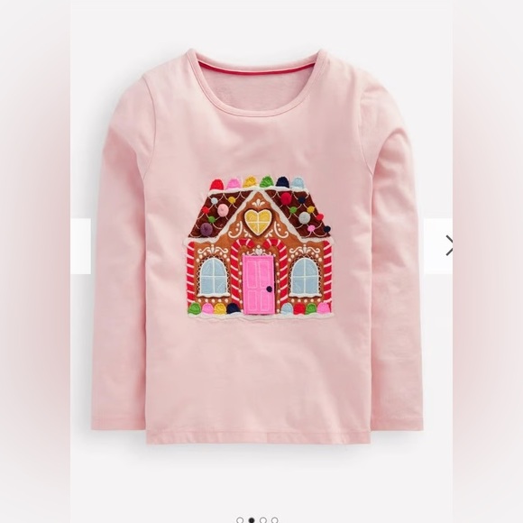 Boden Other - Mini Boden Girl’s Light Pink Christmas Lift the Flap Long Sleeve T-Shirt Sz 7-8